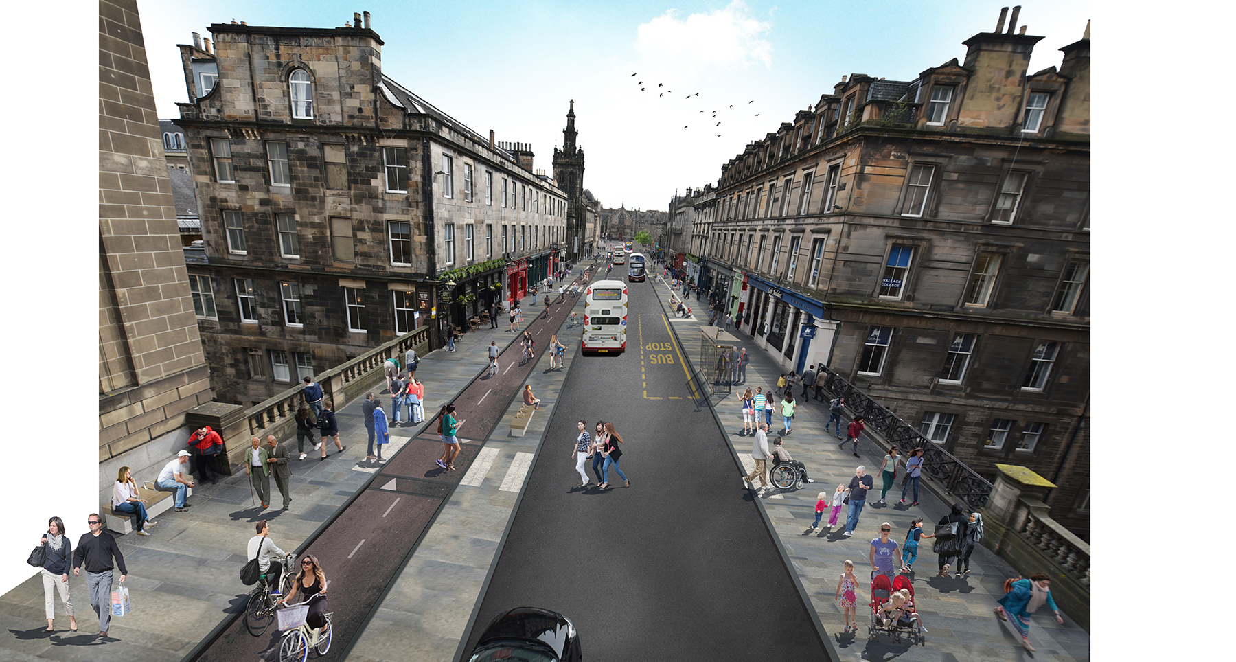 A computer generated image of what the new George IV bridge road layouts will look like